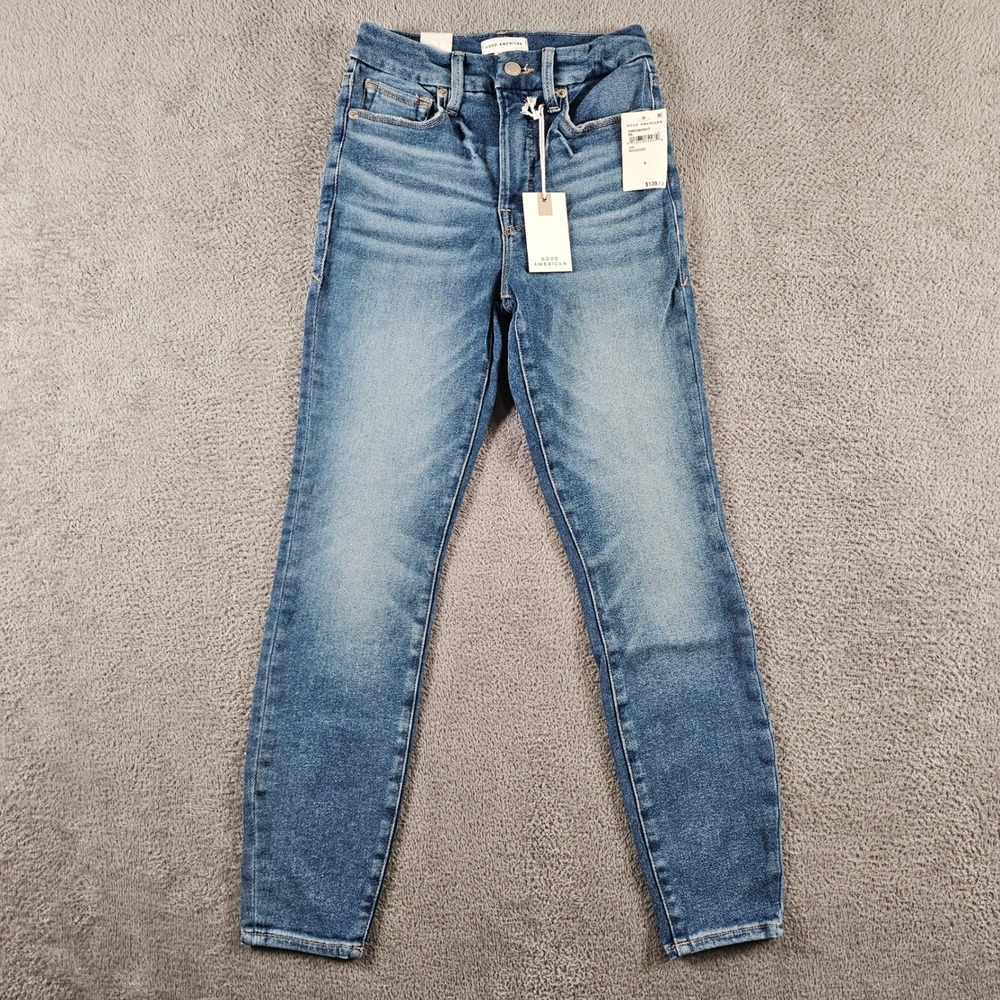 Good American Good Waist Skinny Jeans Indigo Blue Womens 0/25 NEW